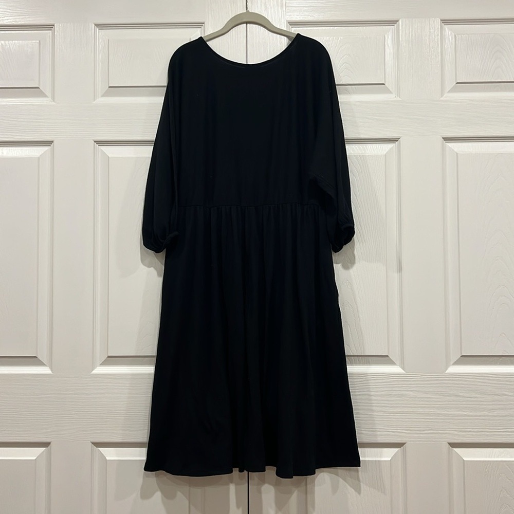 AVA &‎ VIV Dolman 3/4 Sleeve Knit Empire Waist Dress Long Sleeve Black Size 1X - Picture 2 of 6